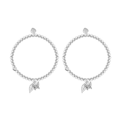 2PK Life Charms Just Because Thinking Of You Bracelet Silver 17.5cm