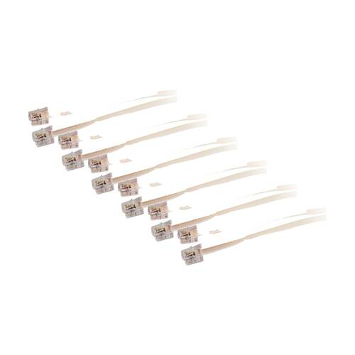 6PK Eversure 15M Modular Plug Lead Ivory Rj12 Line Cord 6P4C Tel5058 RJ12