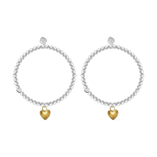 2PK Life Charms Just Because Heart Of Gold Bracelet Silver-Gold 17.5cm