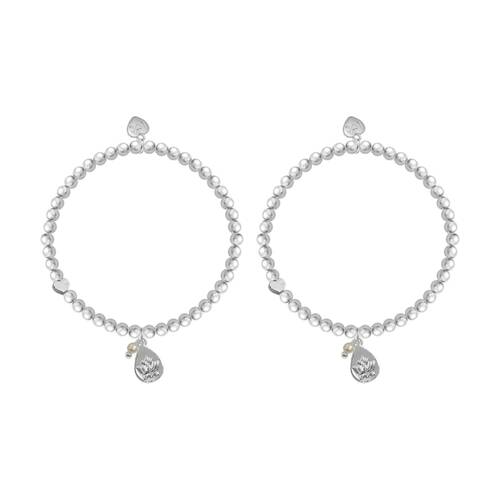 2PK Life Charms Just Because Chapter Plated Stretch Bracelet Silver 17.5cm