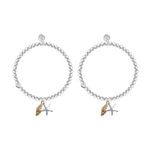 2PK Life Charms Just Because Bon Voyage Bracelet Silver Rose Gold 17.5cm