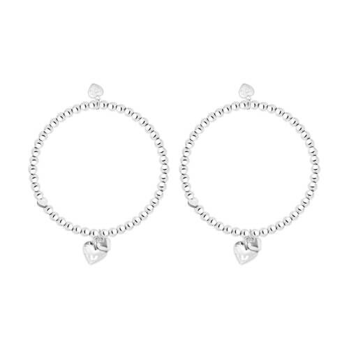 2PK Life Charms Just Because Daughter Stretch Bracelet Silver 17.5cm