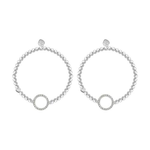 2PK Life Charms Just Because Friendship Bracelet Stretch Silver 17.5cm
