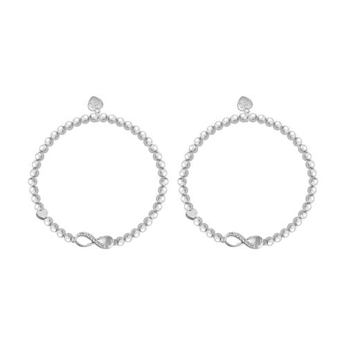2PK Life Charms Just Because Forever Stretch Bracelet Silver 17.5cm