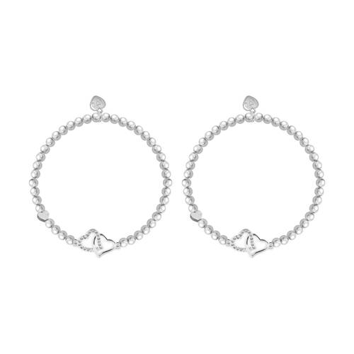 2PK Life Charms Just Because My World Stretch Bracelet Silver 17.5cm