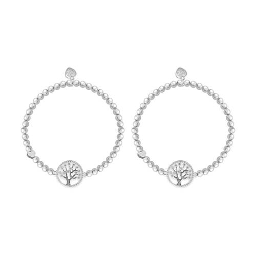 2PK Life Charms Just Because Family Stretch Bracelet Silver 17.5cm