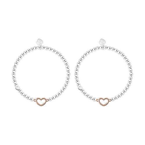 2PK Life Charms Just Because Goodbye Stretch Bracelet Silver Gold 17.5cm
