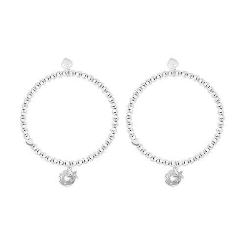 2PK Life Charms Just Because Compass Stretch Bracelet Silver 17.5cm