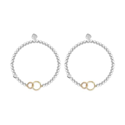 2PK Life Charms Just Because Mother Daughter Bracelet Silver Gold 17.5cm