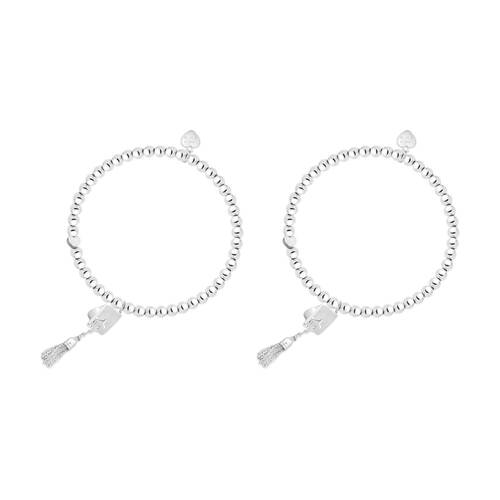 2PK Life Charms Just Because Graduation Stretch Bracelet Silver 17.5cm