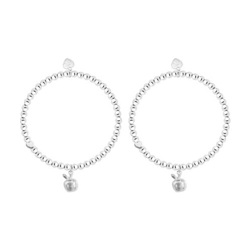 2PK Life Charms Just Because Best Teacher Stretch Bracelet Silver 17.5cm
