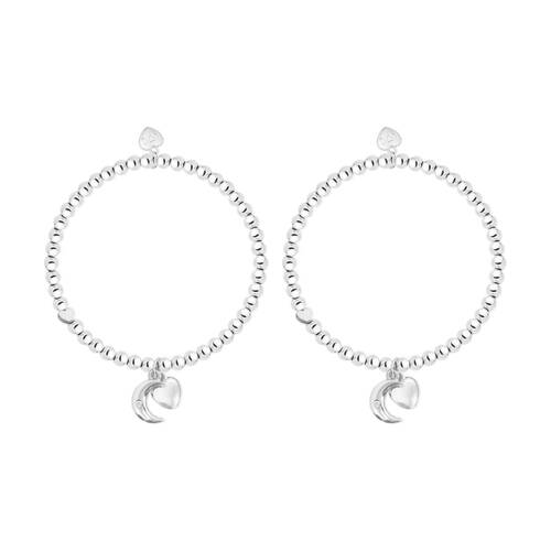 2PK Life Charms Just Because Love You Stretch Bracelet Silver 17.5cm