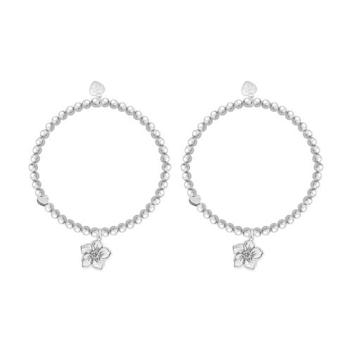 2PK Life Charms Just Because Memories Stretch Bracelet Silver 17.5cm