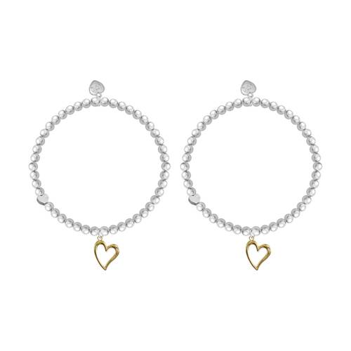 2PK Life Charms Just Because Missing You Bracelet Silver Gold 17.5cm