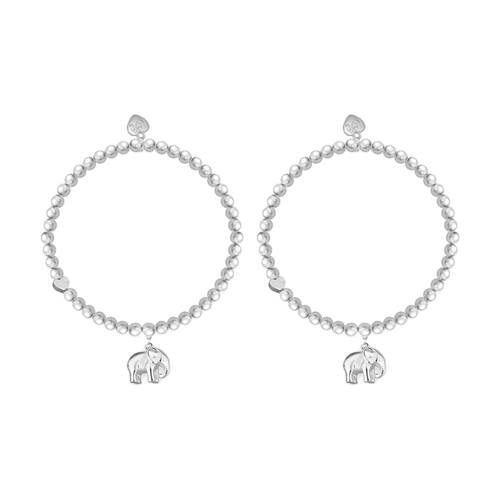 2PK Life Charms Just Because Strength Stretch Bracelet Silver 17.5cm