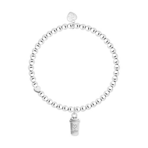 Life Charms Just Because Coffee Stretch Bracelet Silver 17.5cm