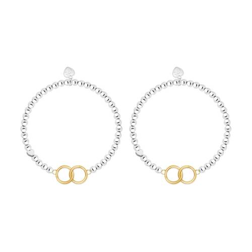 2PK Life Charms Just Because Soul Sister Bracelet Silver Gold 17.5cm