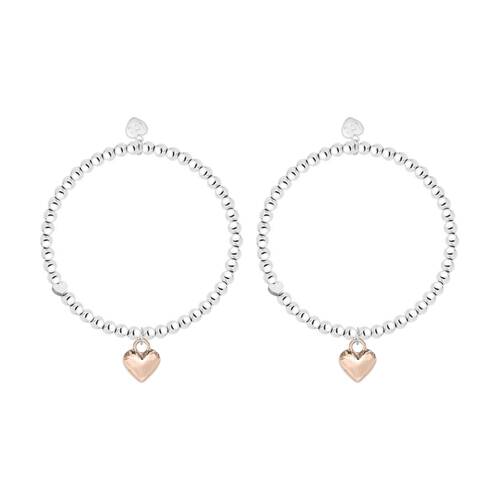 2PK Life Charms Just Because So Proud Stretch Bracelet Silver Rose Gold 17.5cm