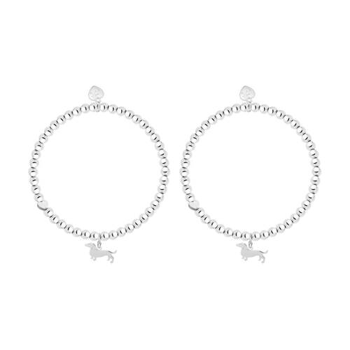 2PK Life Charms Just Because Little Sausage Bracelet Stretch Silver 17.5cm