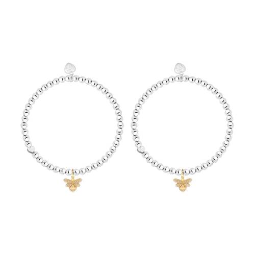 2PK Life Charms Just Because Bee-utiful Bracelet Silver Gold 17.5cm