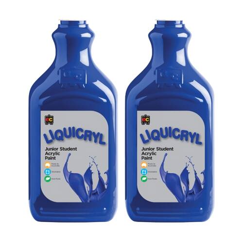 2PK Educational Colours Liquicryl Junior Student Acrylic Paint Brilliant Blue 2L
