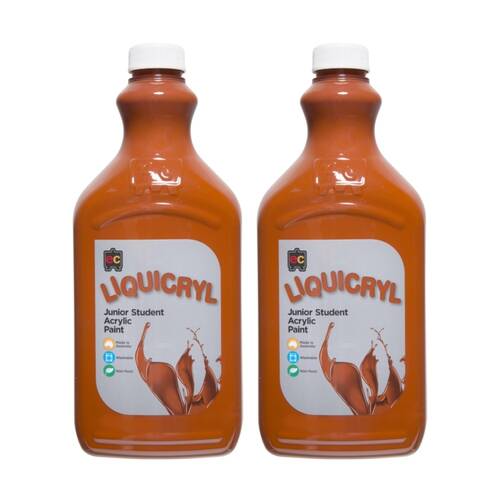 2PK Educational Colours Liquicryl Junior Student Acrylic Paint Burnt Sienna 2L