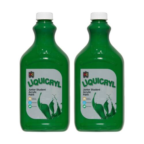 2PK Educational Colours Liquicryl Junior Student Acrylic Paint Green 2L