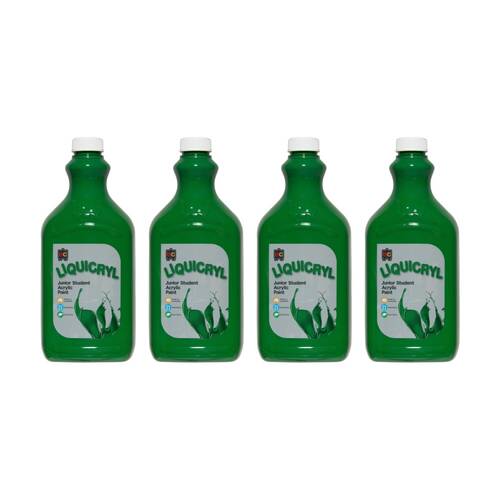4PK Educational Colours Liquicryl Junior Student Acrylic Paint Green 2L