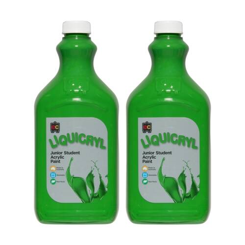 2PK Educational Colours Liquicryl Junior Student Acrylic Paint Leaf Green 2L