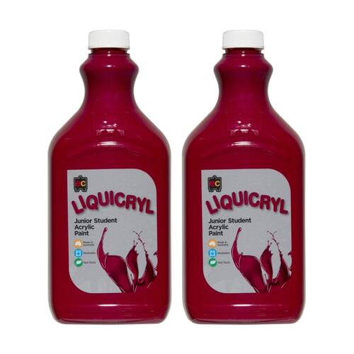 2PK Educational Colours Liquicryl Junior Student Acrylic Paint Magenta 2L