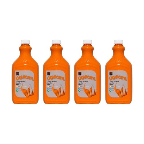 4PK Educational Colours Liquicryl Junior Student Acrylic Paint Orange 2L