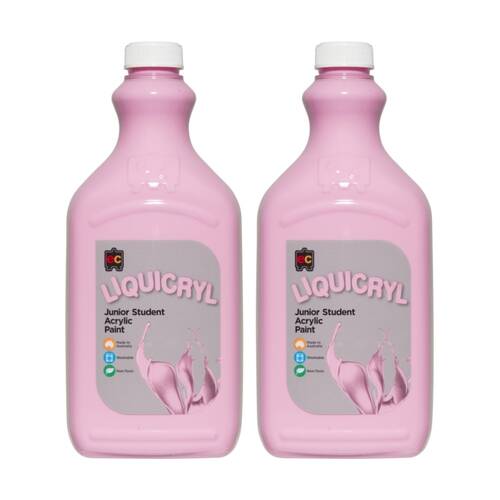 2PK Educational Colours Liquicryl Junior Student Acrylic Paint Pink 2L