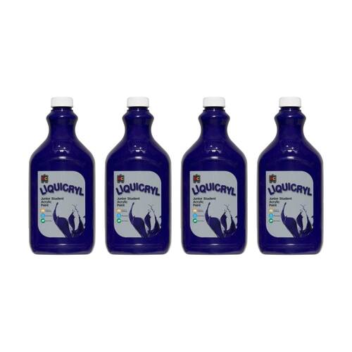 4PK Educational Colours Liquicryl Junior Student Acrylic Paint Purple 2L