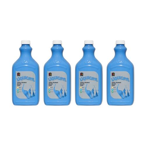 4PK Educational Colours Liquicryl Junior Student Acrylic Paint Sky Blue 2L