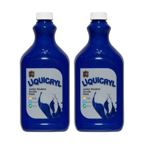 2PK Educational Colours Liquicryl Junior Student Acrylic Paint Warm Blue 2L