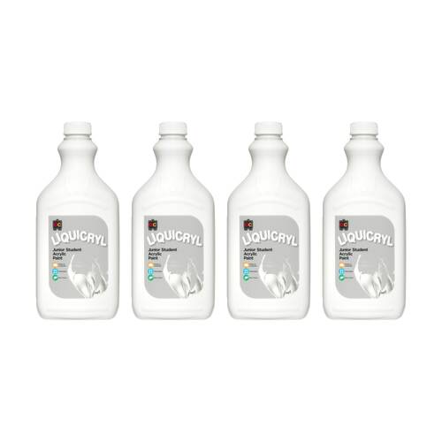 4PK Educational Colours Liquicryl Junior Student Acrylic Paint White 2L