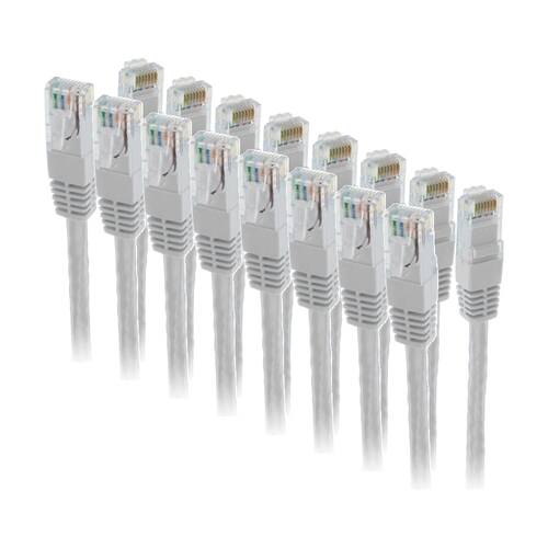 8PK Pro2 1M White Cat6 Patch Lead Ethernet Cable 1m RJ45 Moulded Strain Relief