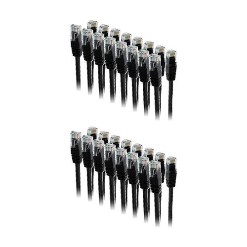 16PK Pro2 1M Black Cat6 Patch Lead Ethernet Cable RJ45 1 Metre Network