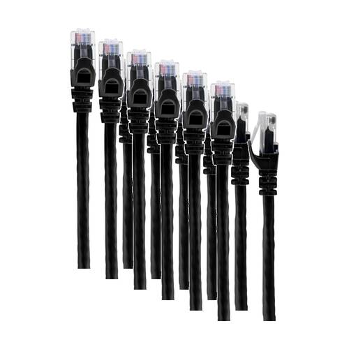 6PK Pro2 2M Black Cat6 Patch Lead CAT6 Ethernet Cable RJ45 Moulded 2m Networking