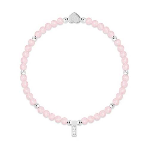 Life Charms Healing Stones Bracelet Rose Quartz Pink Silver 17.5cm