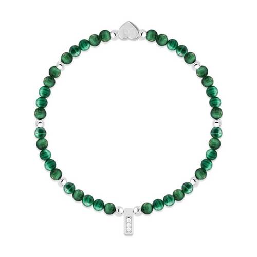 Life Charms Healing Stones Malachite Bracelet Green Silver 17.5cm