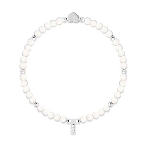 Life Charms Healing Stones Moonstone Bracelet White Silver 17.5cm