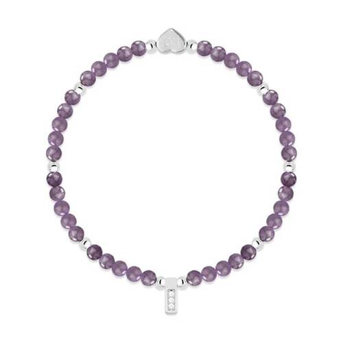 Life Charms Healing Stones Amethyst Bracelet Purple Silver 17.5cm