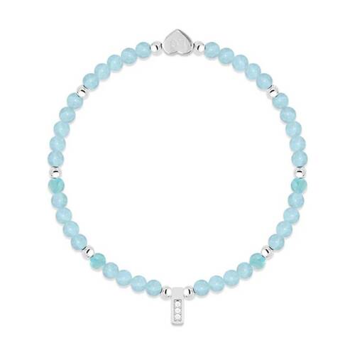 Life Charms Healing Stones Aquamarine Bracelet Blue Silver 17.5cm