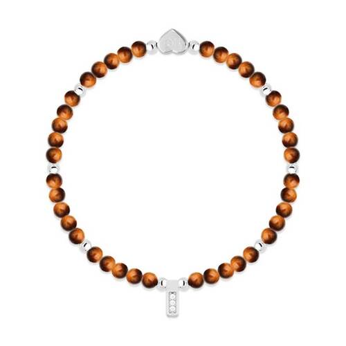 Life Charms Healing Stones Tigers Eye Bracelet Brown Silver 17.5cm
