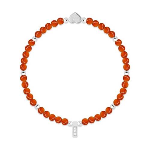 Life Charms Healing Stones Carnelian Bracelet Red Orange Silver 17.5cm