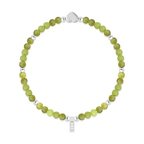 Life Charms Healing Stones Peridot Bracelet Green Silver 17.5cm