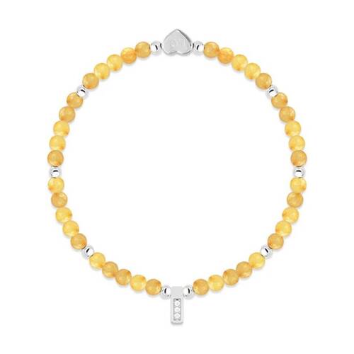 Life Charms Healing Stones Citrine Bracelet Yellow Silver 17.5cm