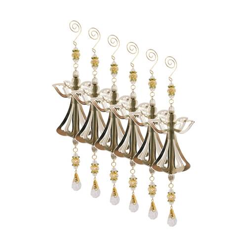6PK LVD Seasonal Metallic Shine Angel Hanging Decorative Ornament 13x8x7cm