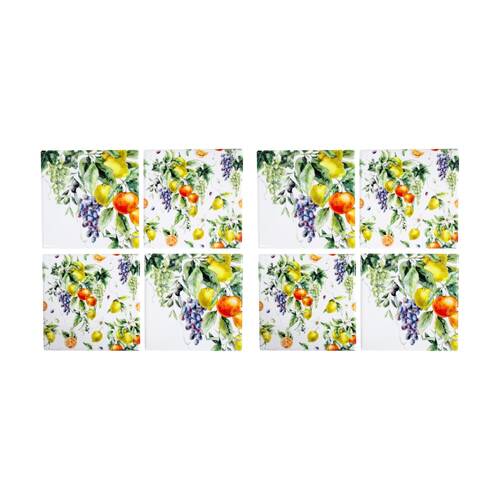 2x 4pc LVD Mediterranean Seaside Square Ceramic Coaster Set 10x10cm